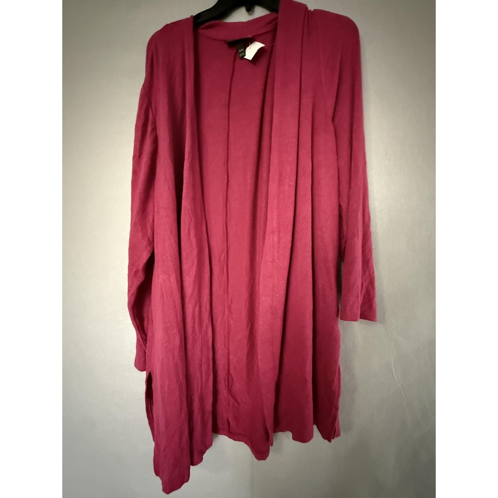 Lane Bryant Cardigan Sweater Womens 22/24 Pink‎ Open Front Knit Stretch Longline